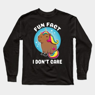 Fun fact I don't care Cartoon Capybara Unicorn Long Sleeve T-Shirt
